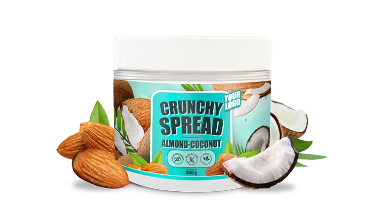 CRUNCHY SPREAD ALMOND – COCONUT NO ADDED SUGAR WITH ERYTHRITOL AND MCT