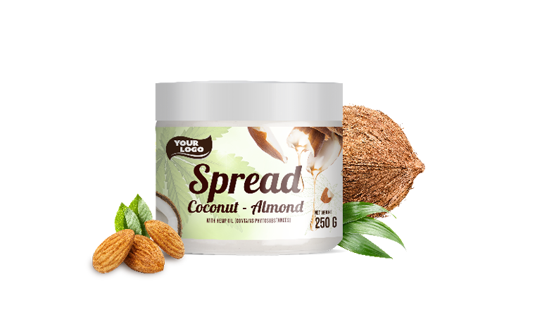 SPREAD COCONUT-ALMOND NO ADDED SUGAR WITH HEMP OIL (CONTAINS PHYTOSUBSTANCES)